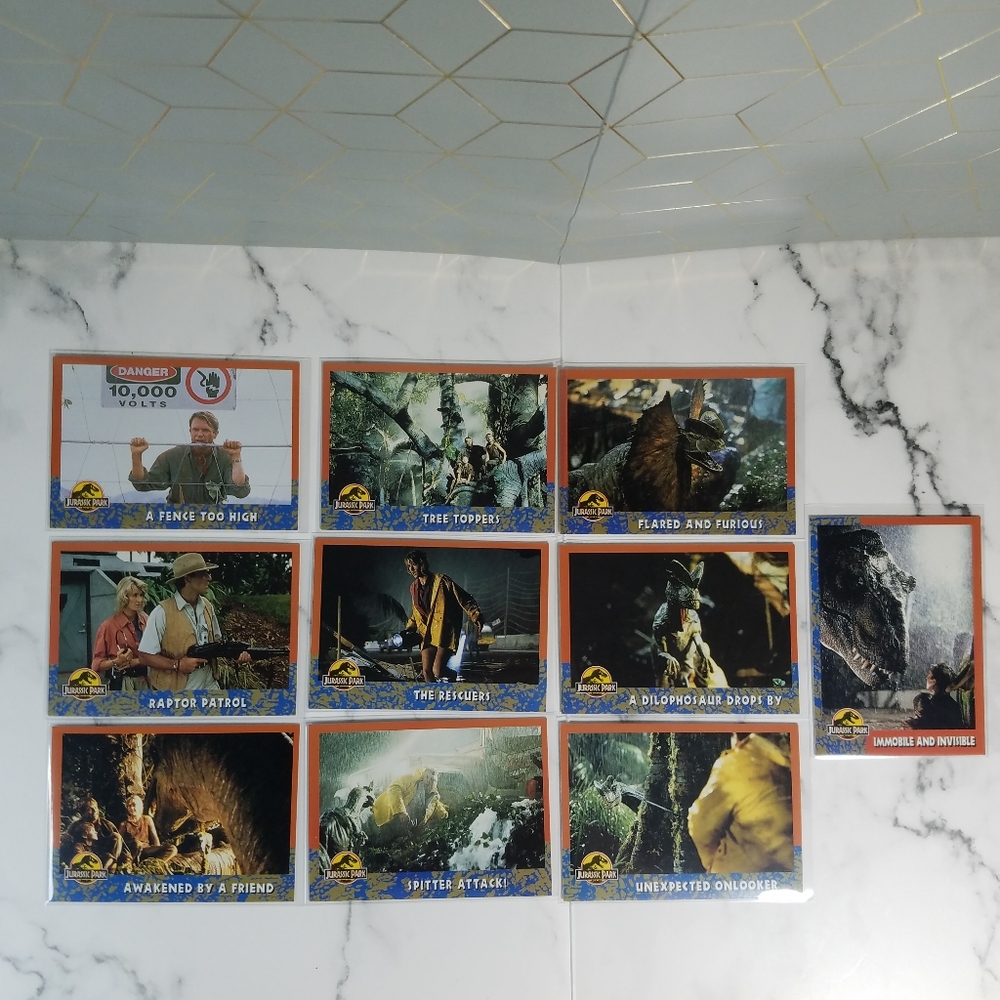 Vintage JP Topps Trading Cards Lot of 10 Jurassic Park Movie Cards Lot #11